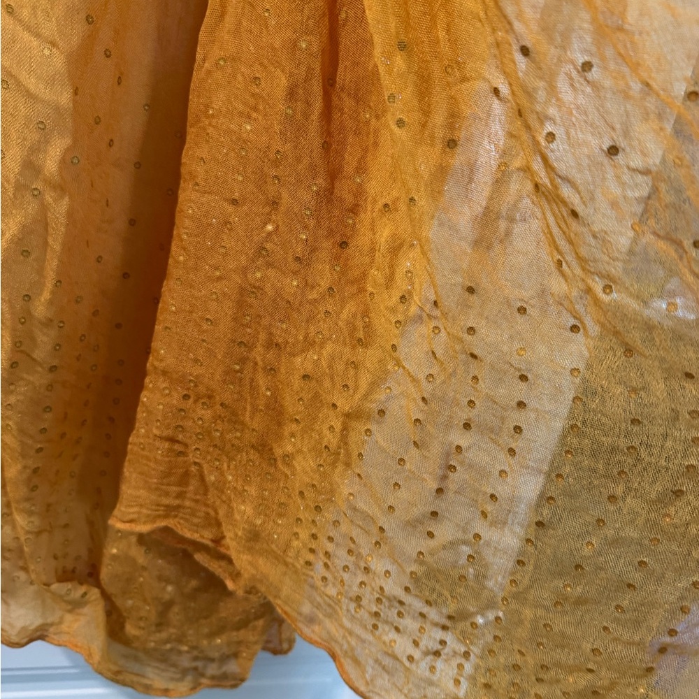 Women's Orange Embellished Maxi Skirt